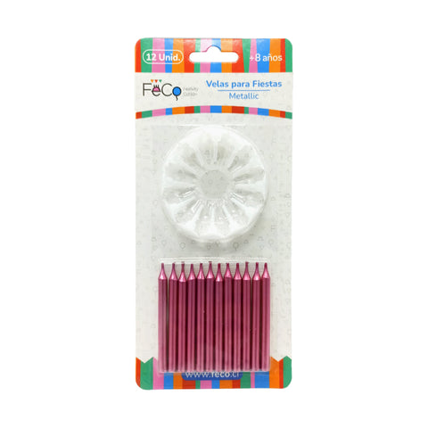 Vela Metallic Fucsia x12 Pcs x24 uni