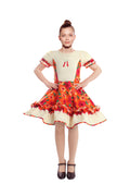 Vestido Huasa Chinita Floreado Naranjo/Blanco Adultos