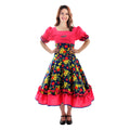 Vestido Comp Huasa Chinita Floreado Fucsia/azul