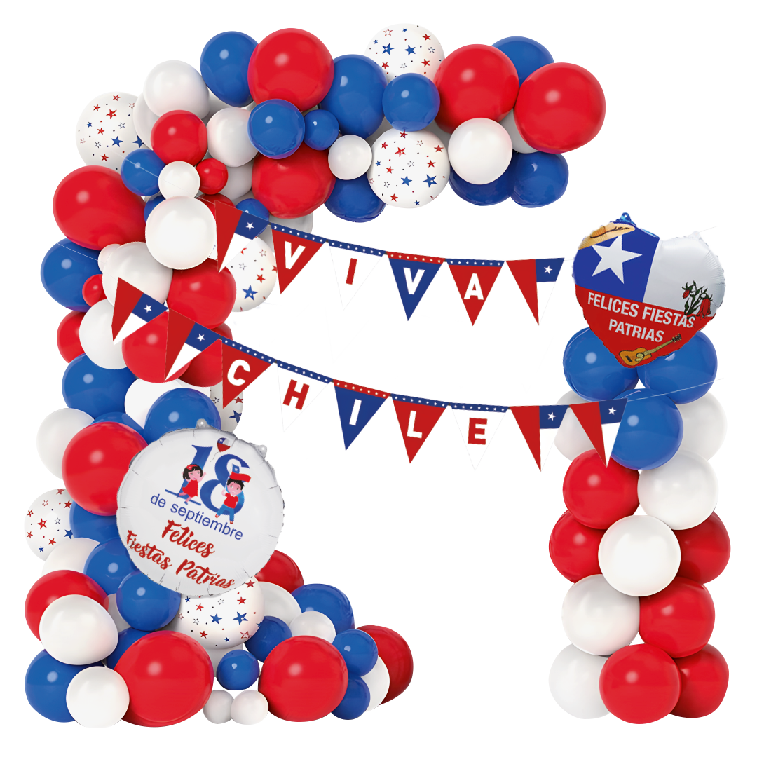 Set Deco Globos Viva Chile 1 Unidad