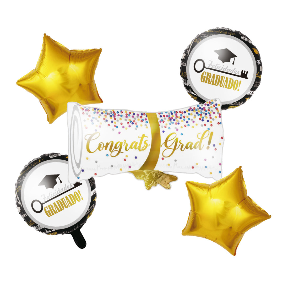 Set 5 Globo Graduacion Diploma x1 uni