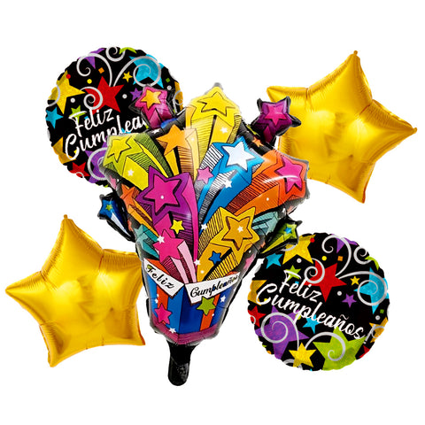Set 5 Globo Feliz Cumple Fireworks x1 uni
