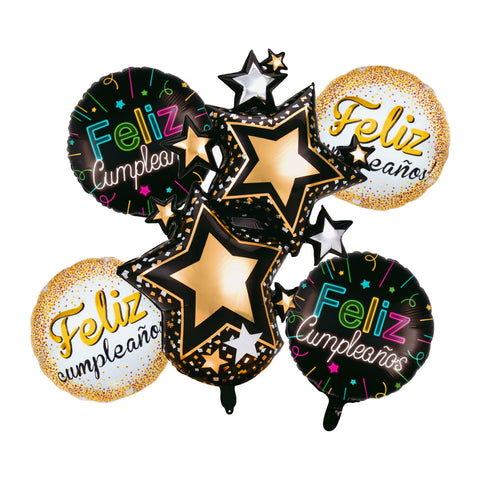 Set 5 Globo Feliz Cumple Estrellas X1uni