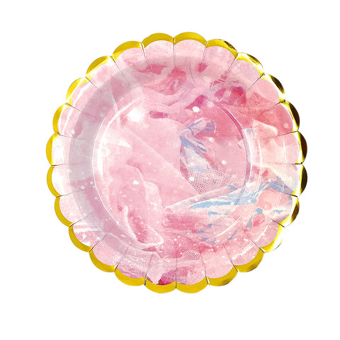 Plato 7 Carton Marmoleado Rosado X6uni