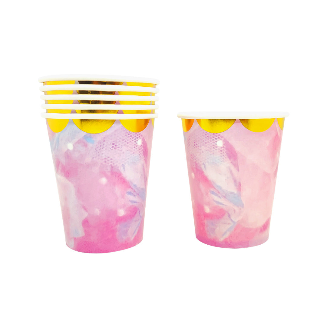 Vaso Carton 7oz Marmoleado Rosado X6uni