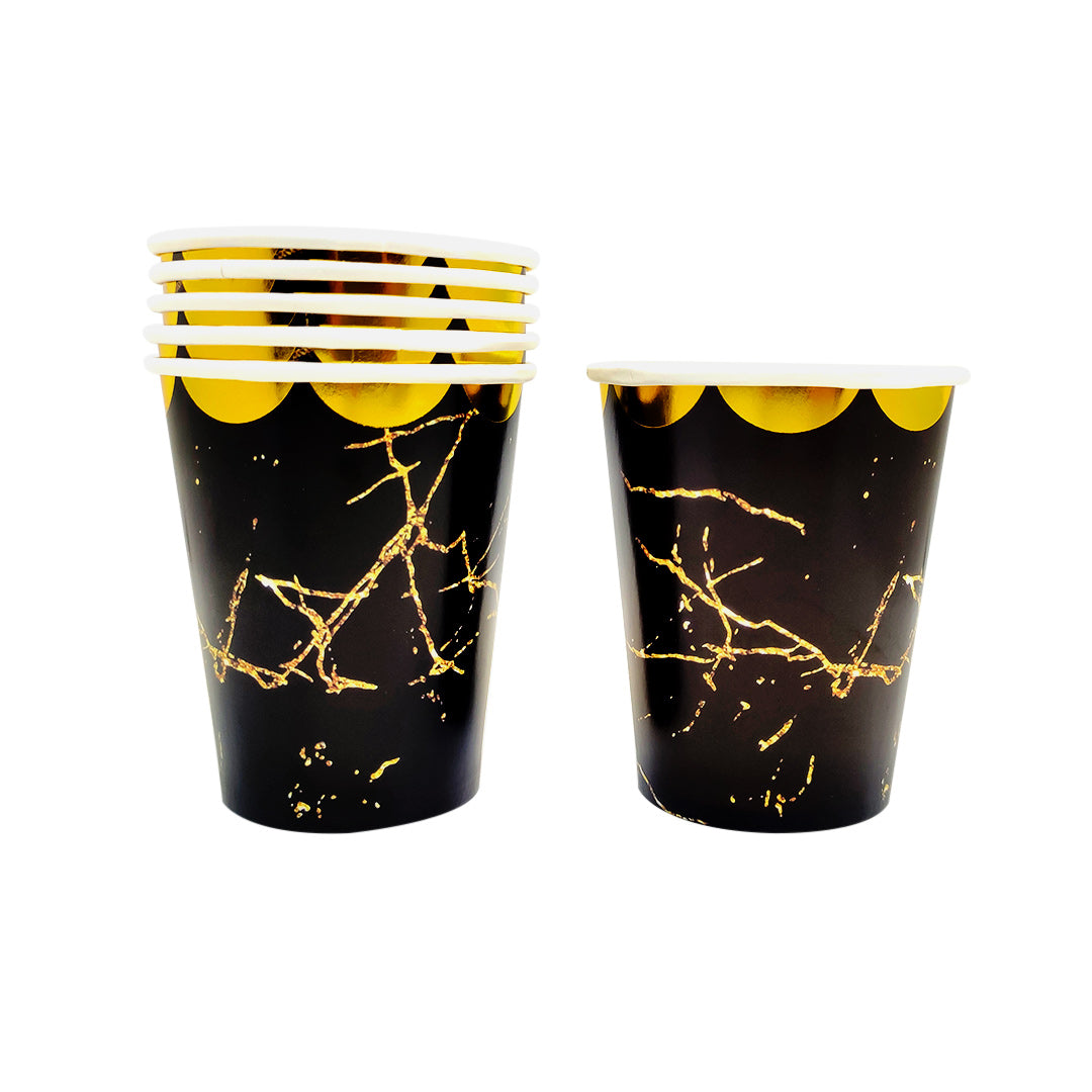 Vaso Carton 7oz Marmoleado Negro X6uni