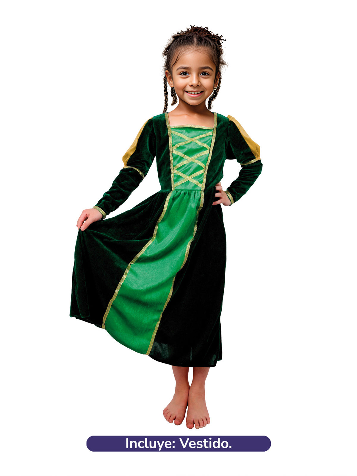 Traje Infantil Princesa Verde