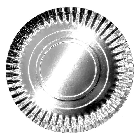 Bandeja Carton Redondo 30cm Plateado x1 uni