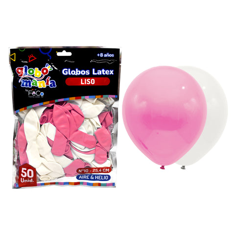 Globo 10 A Blanco/rosado X50uni