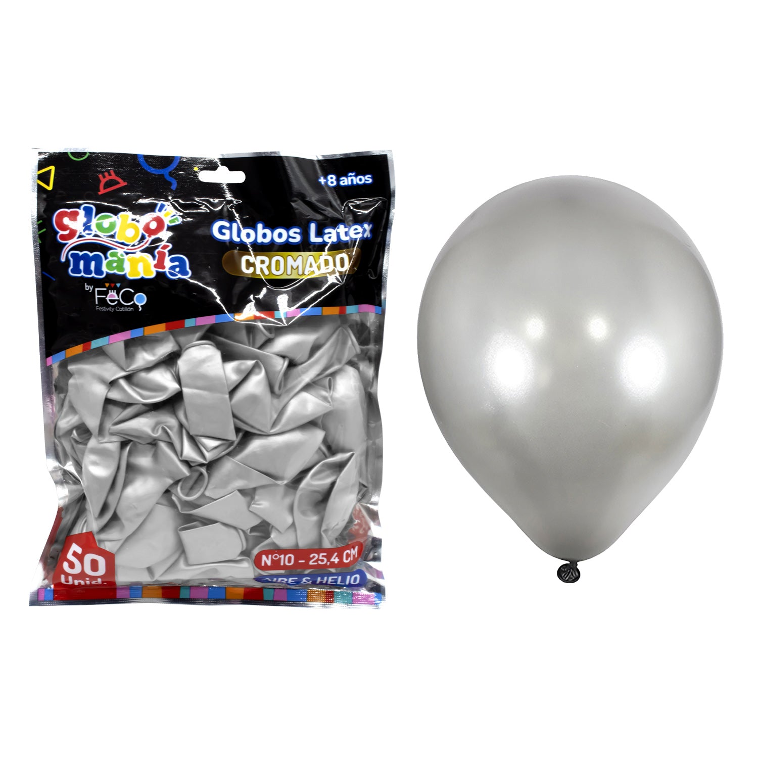 Globo 10 Chrome A Plateado X50uni