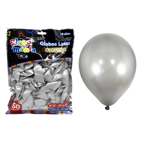 Globo 10 Chrome A Plateado X50uni