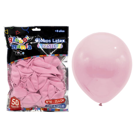 Globo 10 Pastel A Rosado X50uni