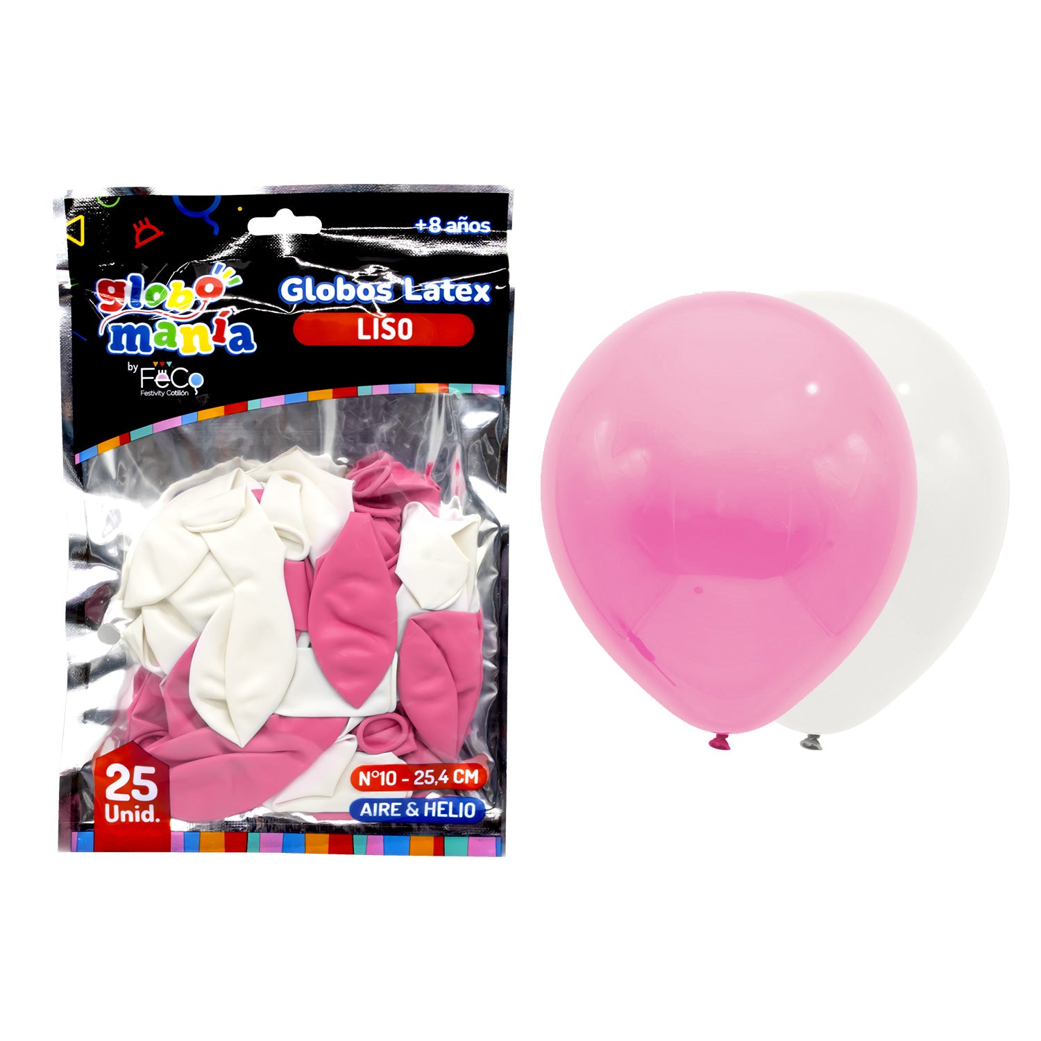 Globo 10 B Blanco/rosado X25uni