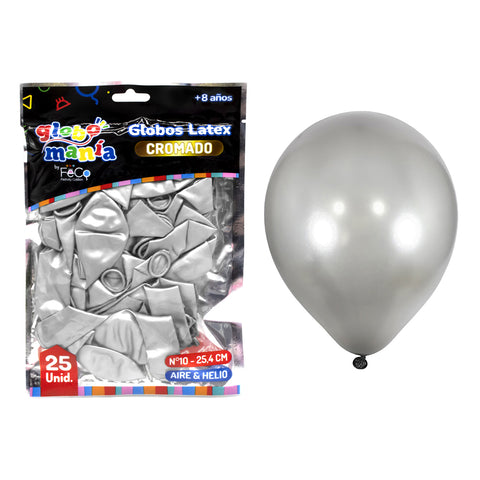 Globo 10 Chrome B Plateado X25uni