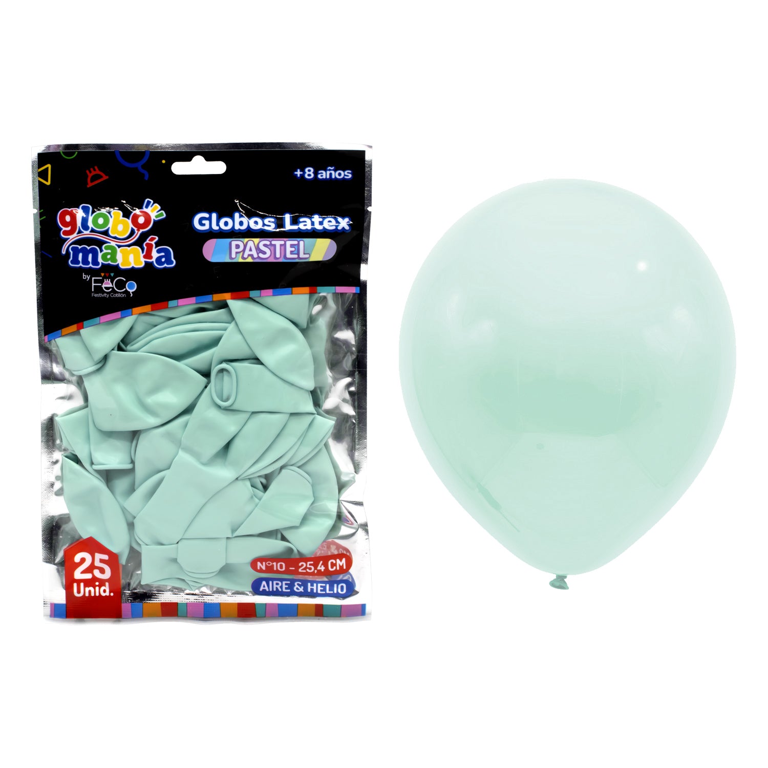 Globo 10 Pastel B Menta X25uni