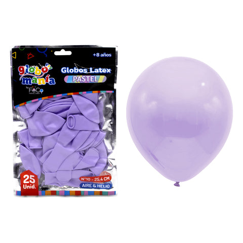 Globo 10 Pastel B Morado X25uni