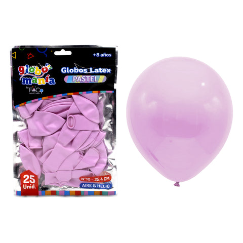 Globo 10 Pastel B Fucsia X25uni