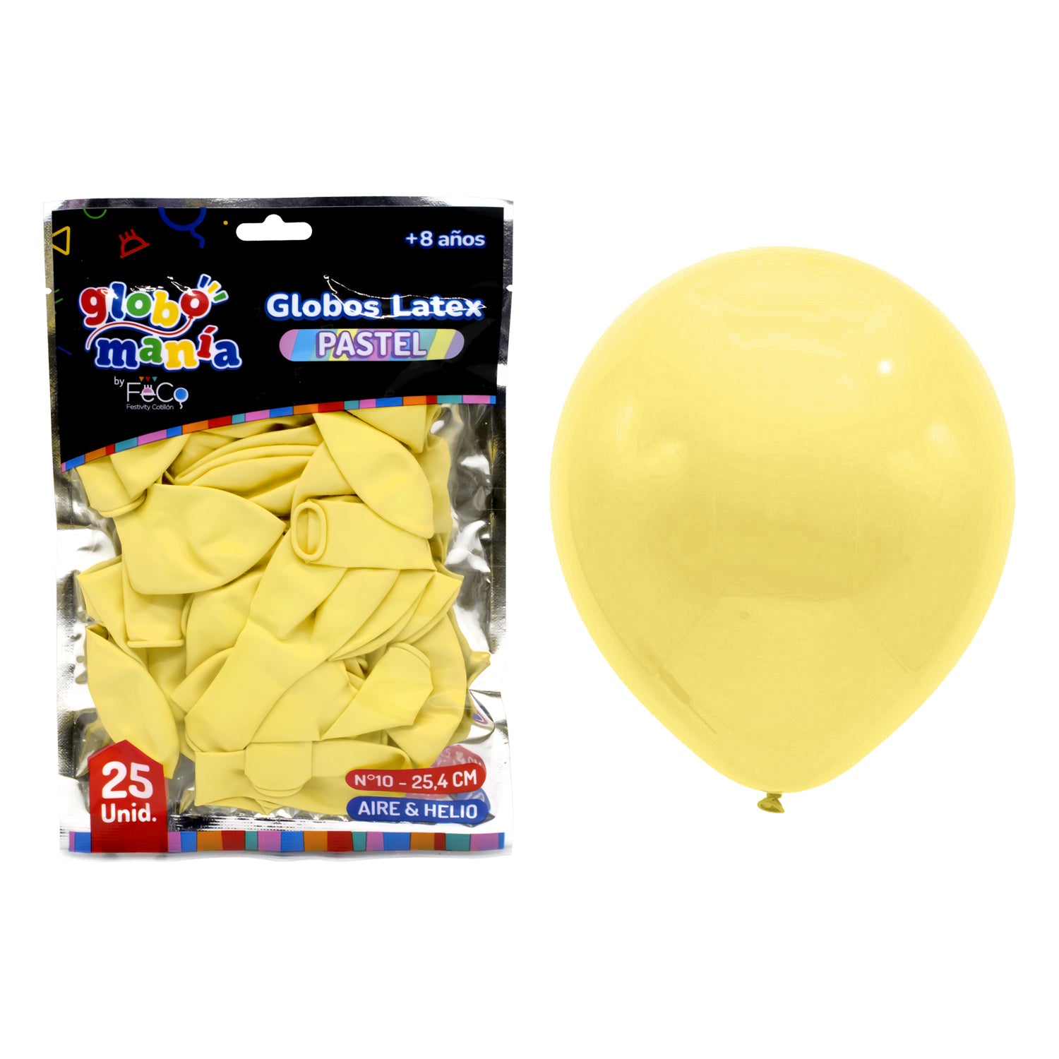 Globo 10 Pastel B Amarillo X25uni