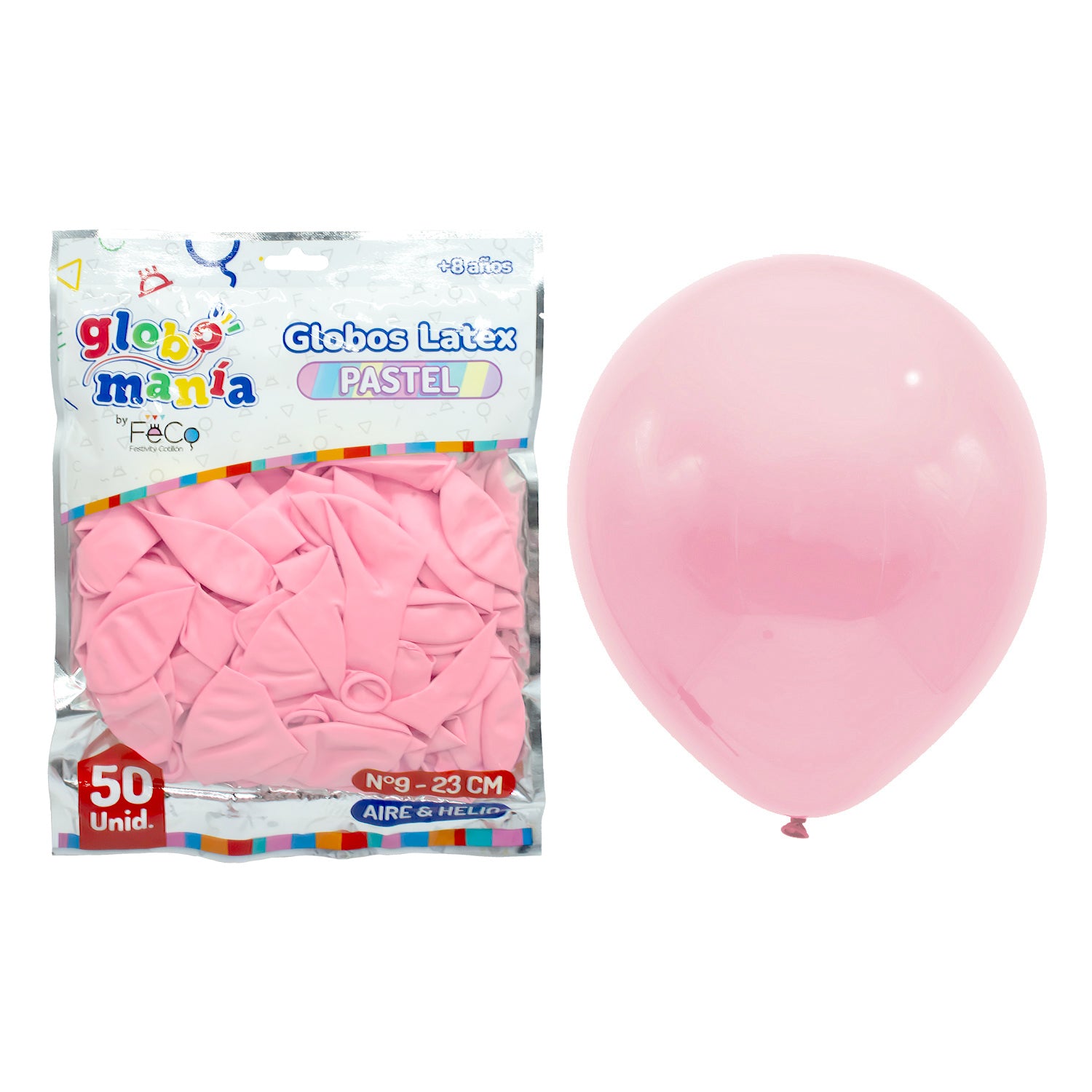 Globo 09 Standard Pastel A Rosado X50uni