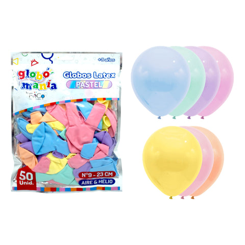 Globo 09 Standard Pastel A Surtido X50uni
