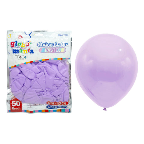 Globo 09 Standard Pastel A Morado X50uni