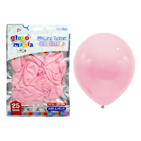 Globo 09 Standard Pastel B Rosado X25uni
