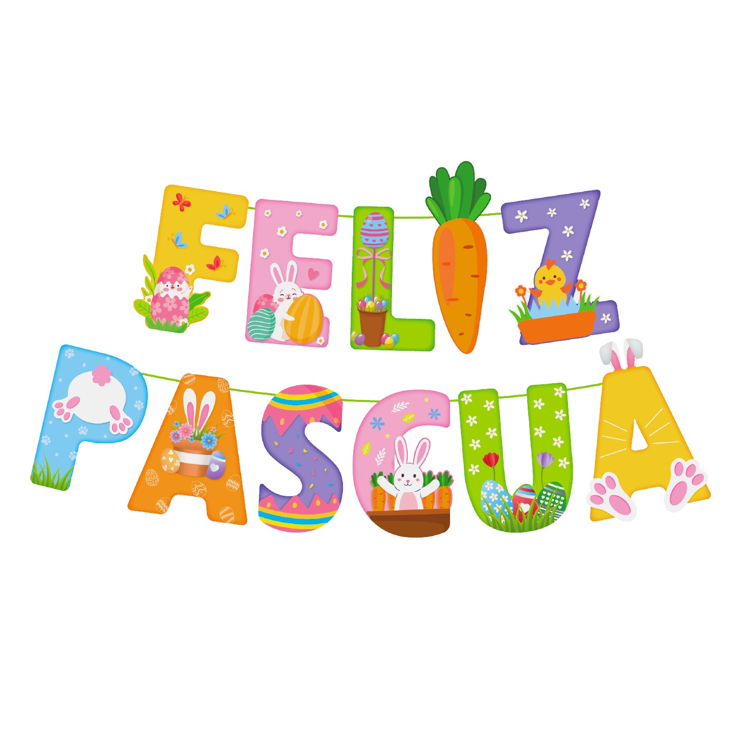 Guirnalda Feliz Pascua 2m x1 uni