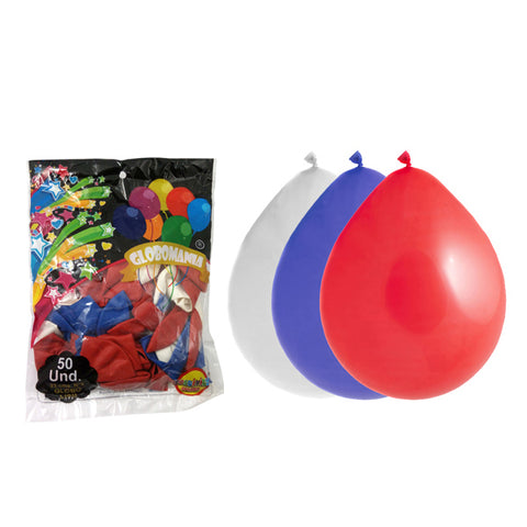 Globo 09 Standard a Blanco/rojo/azul X 50
