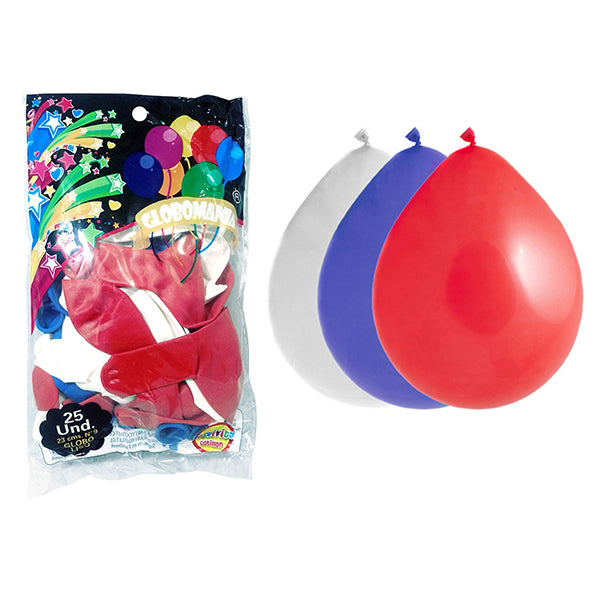 Globo 09 Standard B Blanco/rojo/azul X 25