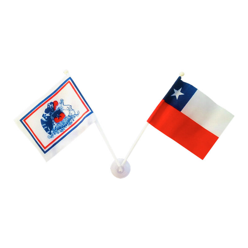 Bandera Chupete Chile Y Escudo 9 X 6.5 Cm 12 Unidades