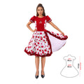 VESTIDO HUASA CHINITA FLOREADO BURDEO/BLANCO ADULTOS