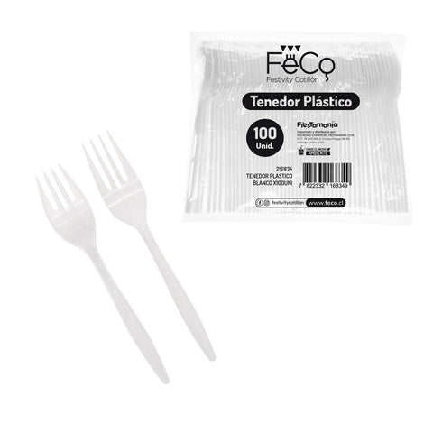 Tenedor Plastico Blanco X100uni