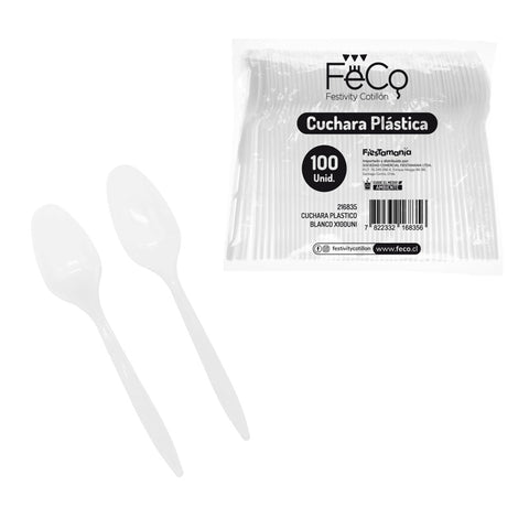Cuchara Plastico Blanco X100uni